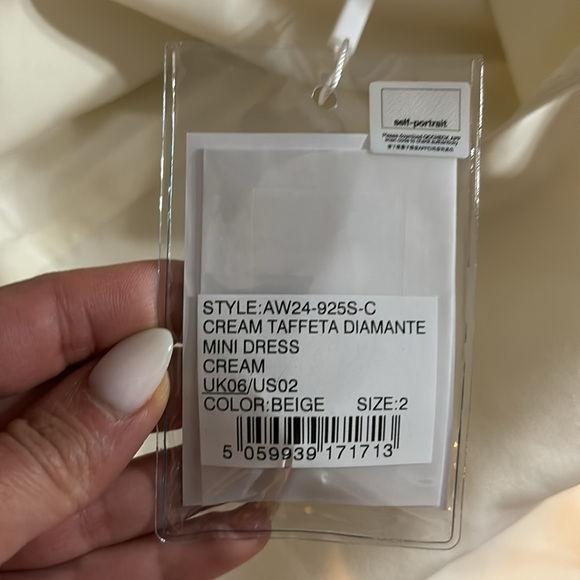 Self Portrait Cream Taffeta Diamante Mini Dress - Picture 8 of 10